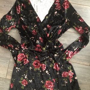 Floral velvet romper